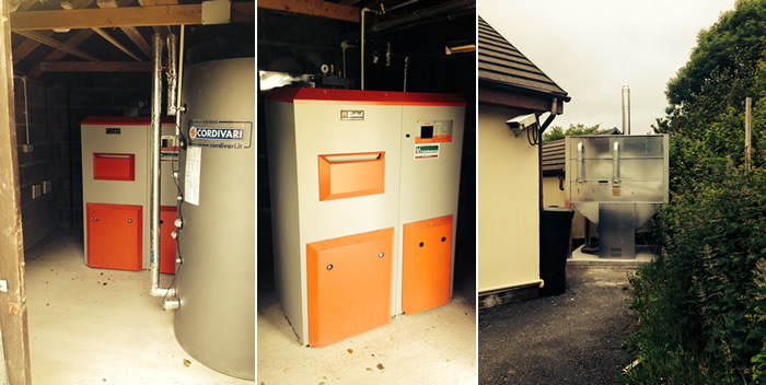 Biomass boiler installation at a bungalow in Llanelli South Wales